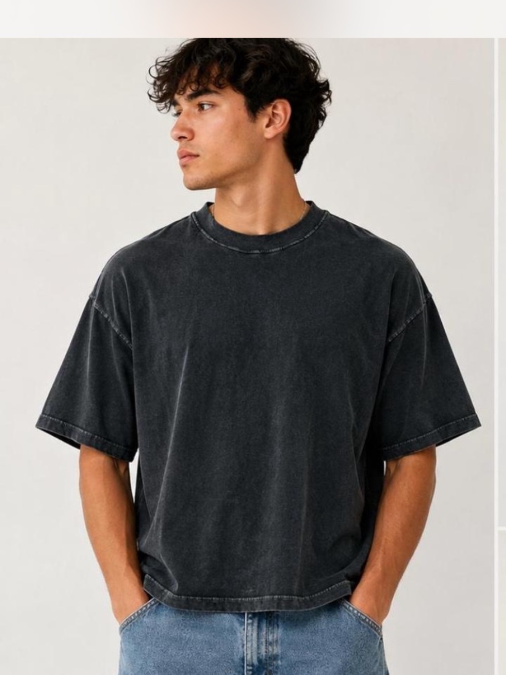 Abercrombie Vintage Black Washed Short Sleeve Crewneck T‑Shirt
